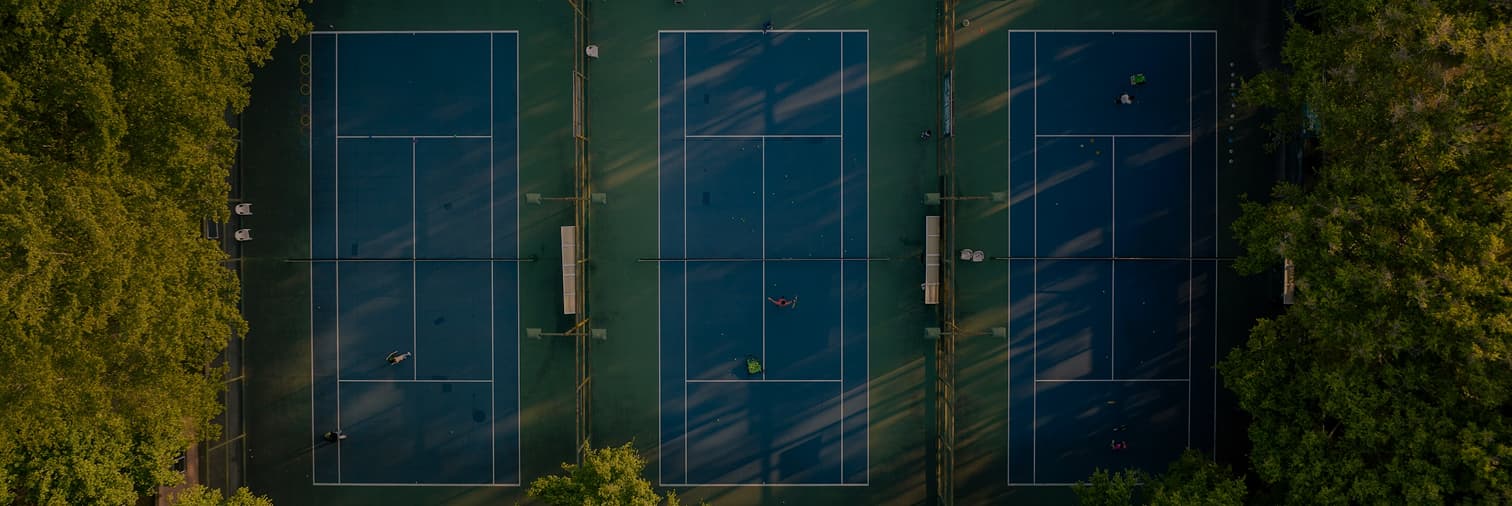 Tennis court at sunset